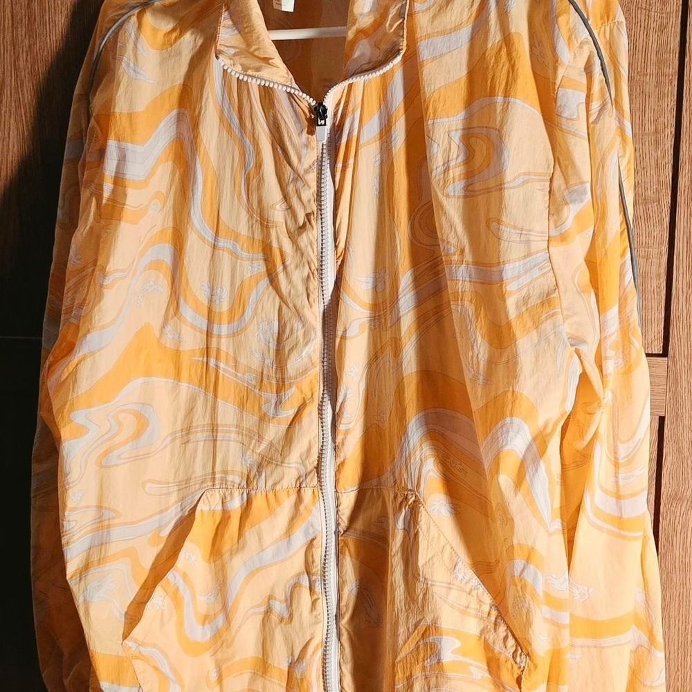 Fabletics Oversized Flyweight Windbreaker XL Orange Abstract Swirl Jacket